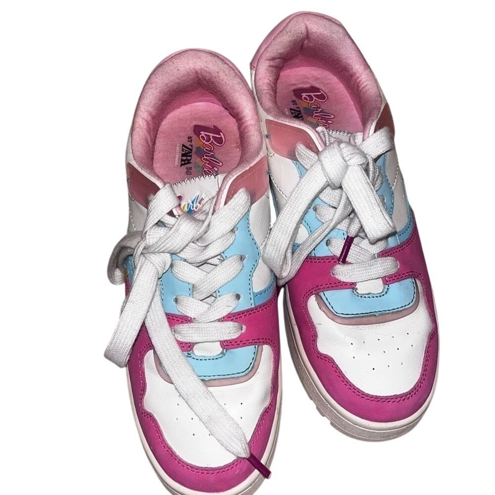 ZARA Multi Piece Maxi Sole Sneakers Barbie Pink Blue Colorblock 7.5 - Picture 3 of 10